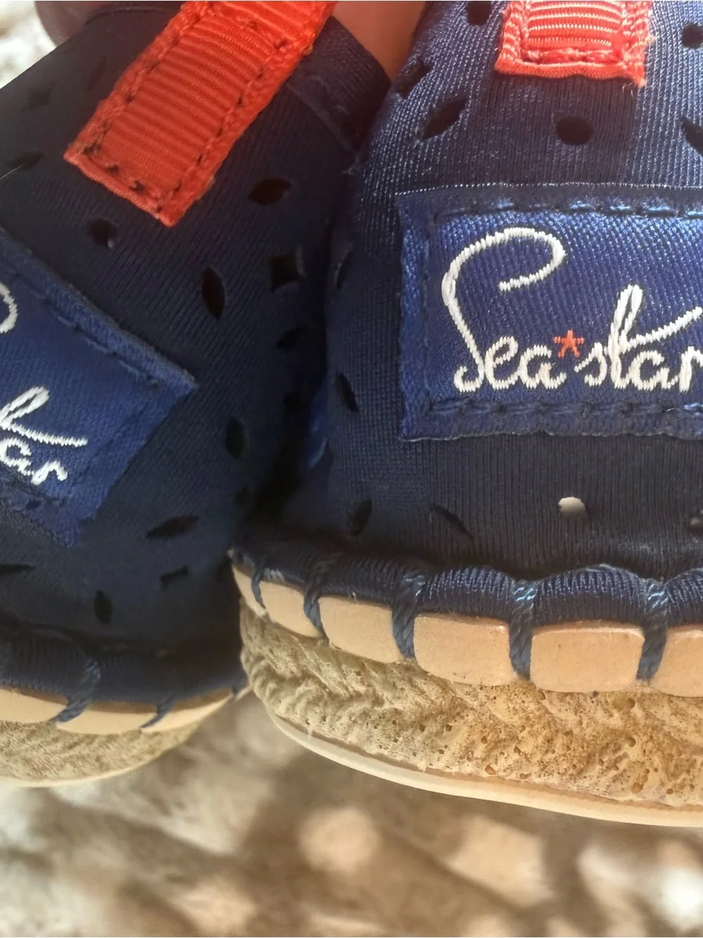 Women's Navy Perforated Espadrille Slip-Ons